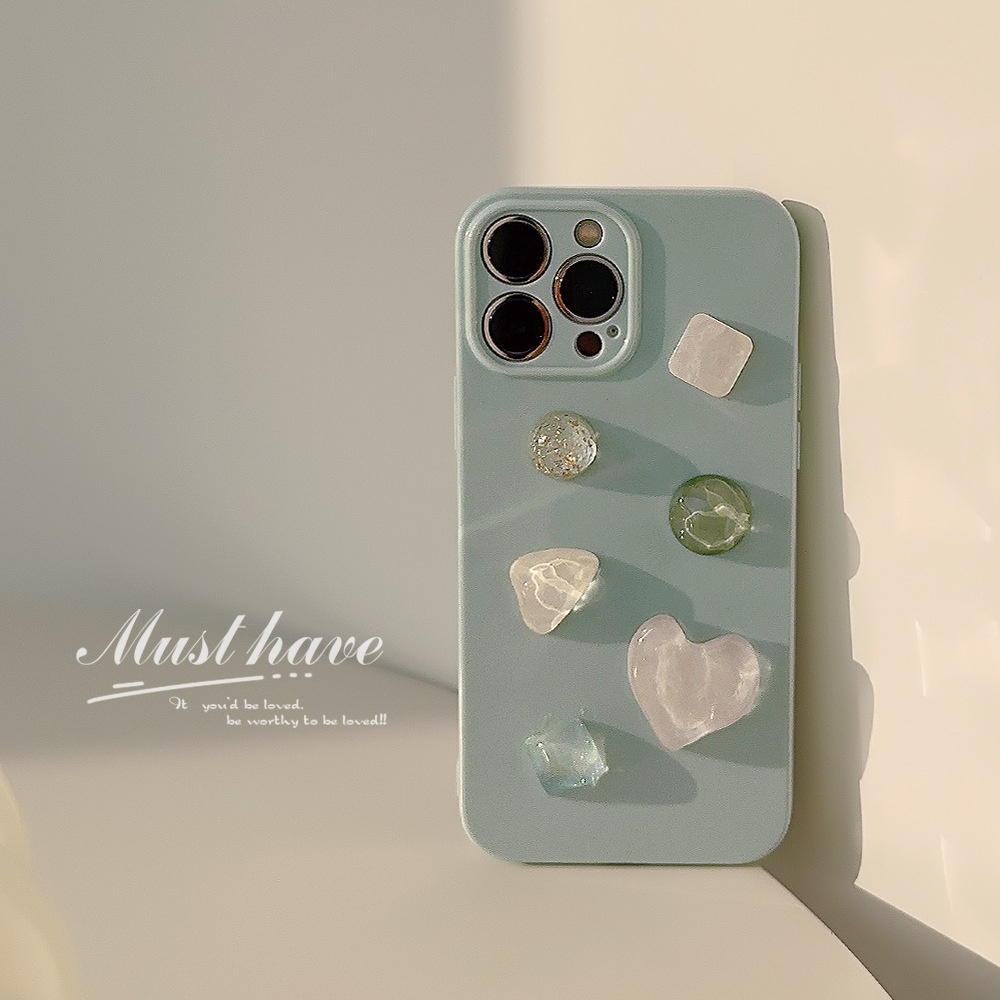 IPHONE Ins 3D Ice-through Gemstones Silicone Case Untuk Iphone14 11 12 13 PRO MAX Casing Cover Pelindung AT0333