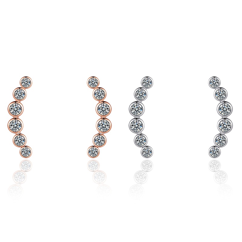 1pasang Anting Tusuk Hitam Kecil Untuk Wanita925 Sterling Silver Baris Tunggal Berlian Benang Anting Tindik Perhiasan Pernikahan