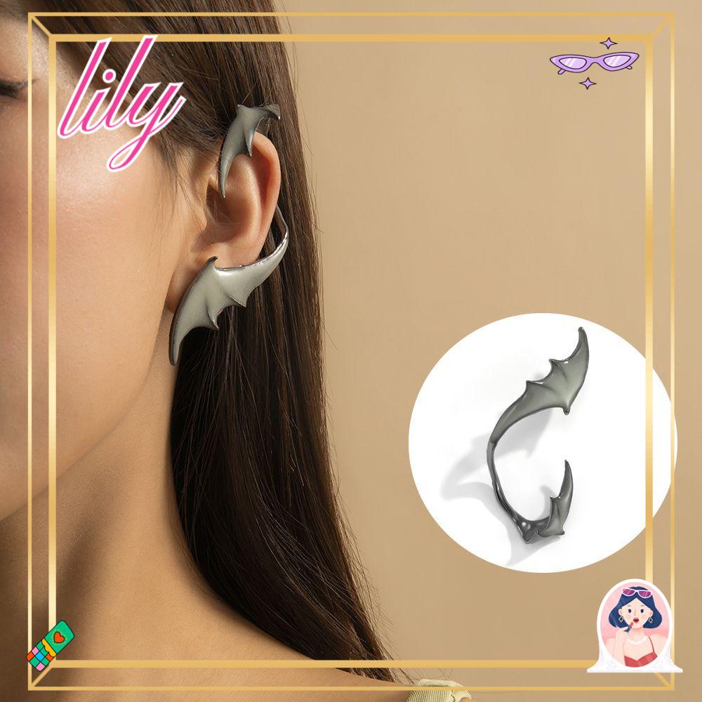 Perhiasan Peri LILY Punk Naga Earcuff Hitam Goth Elf Ear Clip