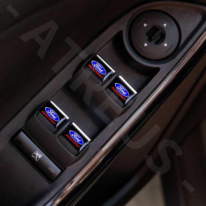 10pcs 3D Stiker Mobil Setir Pintu Jendela Saklar Tombol Lencana Dekorasi Aksesoris Mobil Untuk Ford Fiesta Ranger Ecosport Focus Everest Mustang Escape