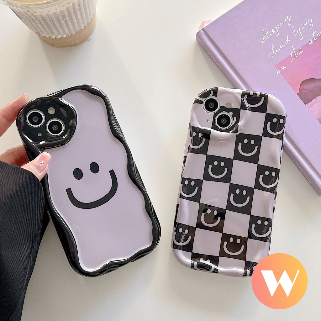 Casing Smiley Lucu 3D Wavy Curved Edge Glossy Shockproof Untuk Realme C33 C35 C25s C11 C55 C21Y C30 C25 C31 C12 C15 5 5i 5S C20 C20A C11 2021 C25Y C21 6 C3 7i C17 Checkerboard Case