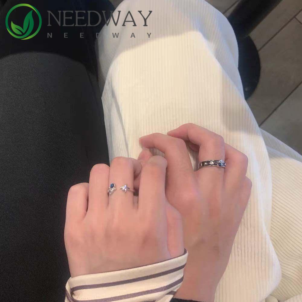 Needway   Cincin Pembukaan Pasangan Trendy Pernikahan Bintang Elegan Untuk Pria Vintage Wanita Rings