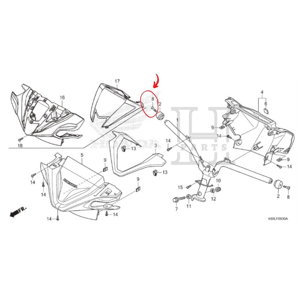 BAUT JALU STANG SCREW, OVAL 6X45 ADV PCX VARIO 125 150 160 BEAT REVO FI SUPRA GTR 90191-KWB-600  ASLI ORIGINAL AHM HGP HONDA