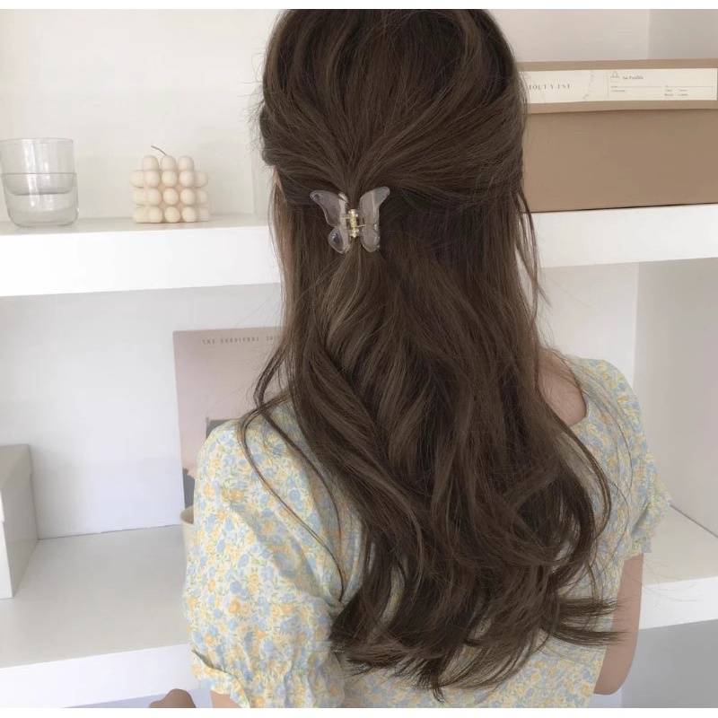 Roselife Klip Cakar Rambut Kupu-Kupu Transparan Akrilik Kecil Untuk Wanita Bobby Pin Ponytail Holder Menangkap Jepit Rambut Styling Aksesoris