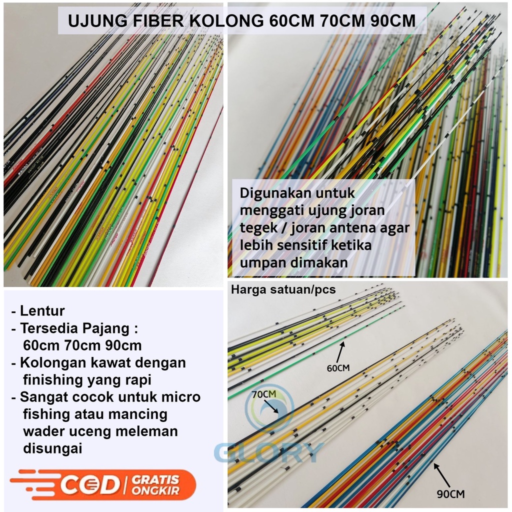 Ujung Fiber Kolong Lentur Panjang 60cm 70cm 90cm Atau Entul Pancing Pengganti Joran Custom Tegek Ant