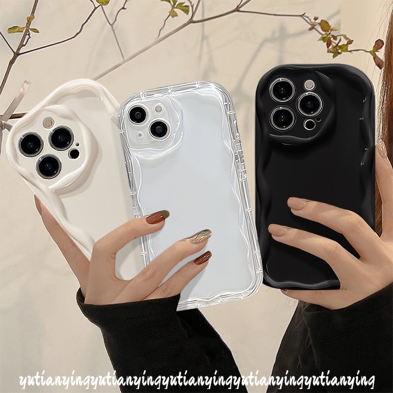 Casing Halus Cat Air Sederhana Untuk Realme C30 C55 C35 C21Y C25 C31 C21 C25Y C33 C20 C25s C11 C15 C20A C3 C2 C1 C17 C12 7i 5s 9i 6i 5 5i Casing Soft Case 3D Tepi Bergelombang Lengkung Anti Guncangan