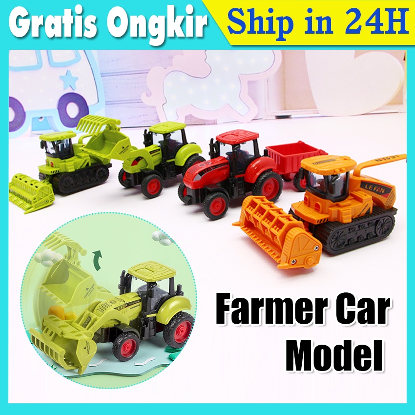 Diecast Tractor Harvester Miniature Agricultural Harvester Farm Tractor Model Mainan Edukasi Anak