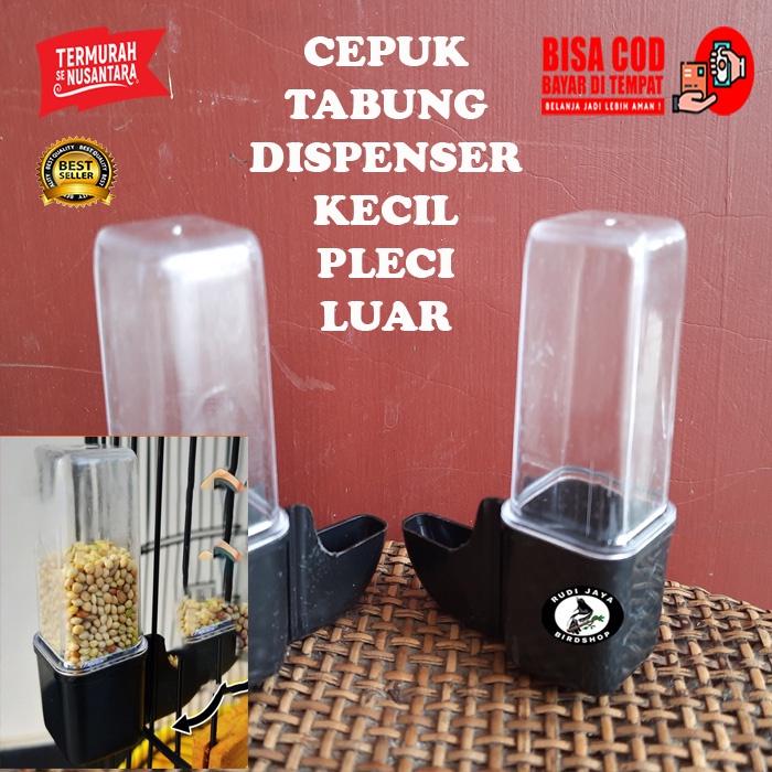 CEPUK TABUNG DISPENSER KECIL PLECI ELITE SONG 1 SET 2 PCS WADAH TEMPAT PAKAN MAKANAN MINUM BURUNG