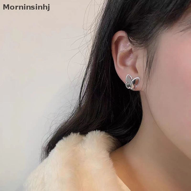 Mornin 1pasang Fashion Lucu Berongga Kupu-Kupu Perak Anting Perhiasan Kecil Segar Baru Fashion Manis Earing Untuk Wanita Lucu Elegan Indah Perhiasan Hadiah id