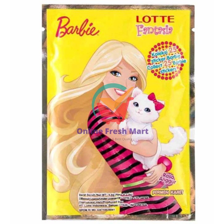 

(random) Lotte bubble gum Barbie Fantasia grape 12g - Online Fresh Mart Denpasar