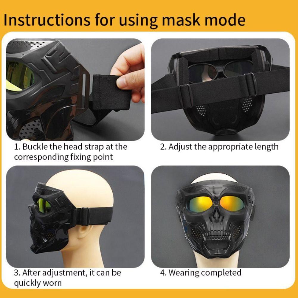 Nickolas1 Motocross Skulls Mask Windproof Outdoor Halloween Cosplay Helm Masker Skull Bentuk Hantu Kacamata Angin Face Mask Pelindung Tahan Angin Cermin Kaca Mata Motor