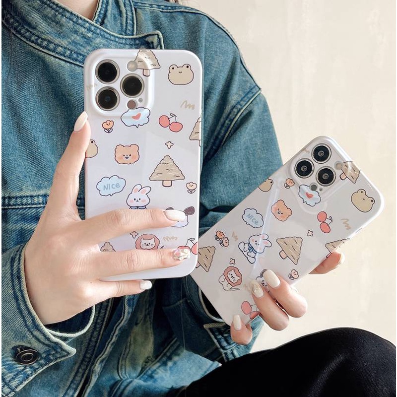 IPHONE Casing Plastik Keras Kartun Animal Bagus HP iP Iphone14+Plus X XS XR 11 12 13 Pro Max FTD Woman Girl Casing Apple