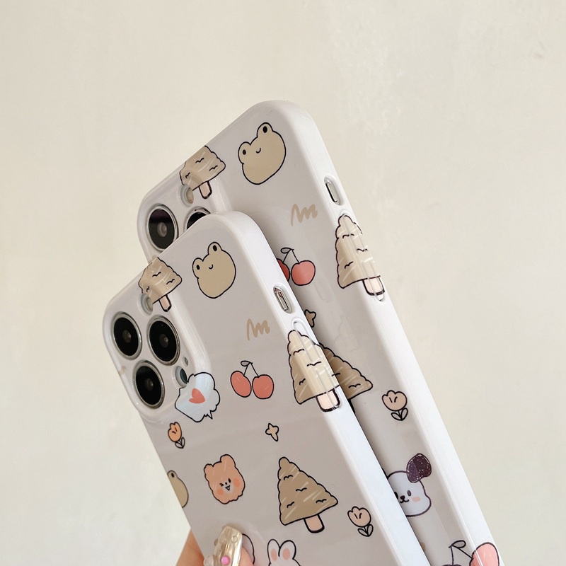 IPHONE Casing Plastik Keras Kartun Animal Bagus HP iP Iphone14+Plus X XS XR 11 12 13 Pro Max FTD Woman Girl Casing Apple