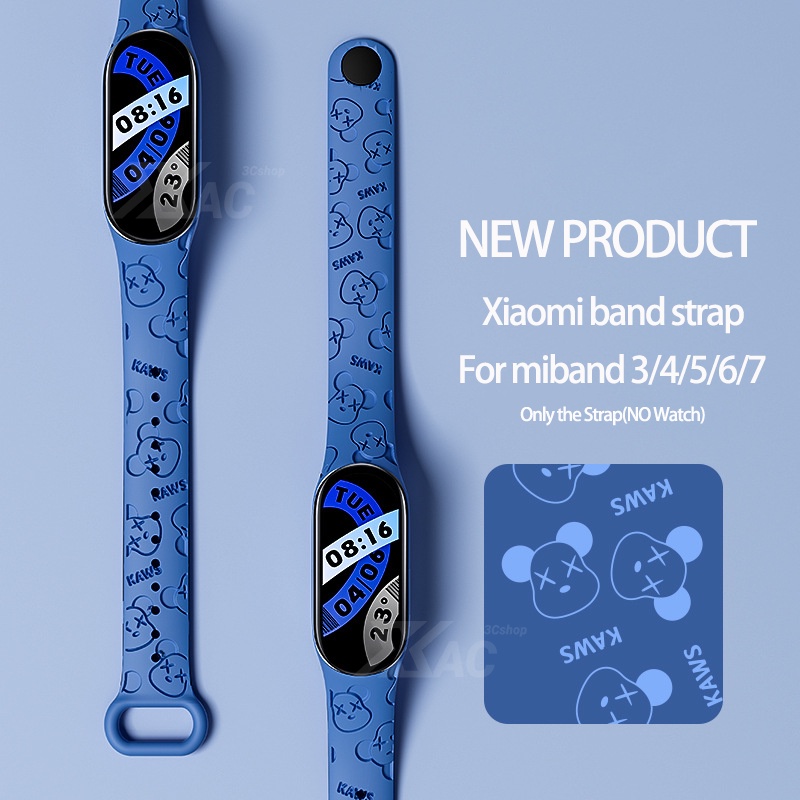 3D Laser Embossed Strap for Mi Band 7 6 5 4 3 Bracelet Xiaomi Mi Band 5 4 Strap Silicone Sport Watchband for Wristband 7 6 3 Replacement Wristband