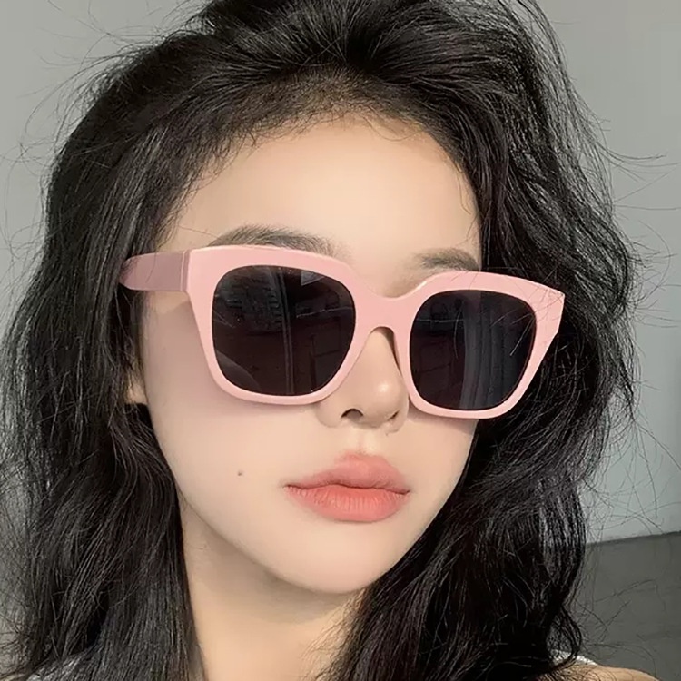 Kacamata Hitam Pink Kacamata Bingkai Besar Persegi Wanita Premium Sense Shading Glasses