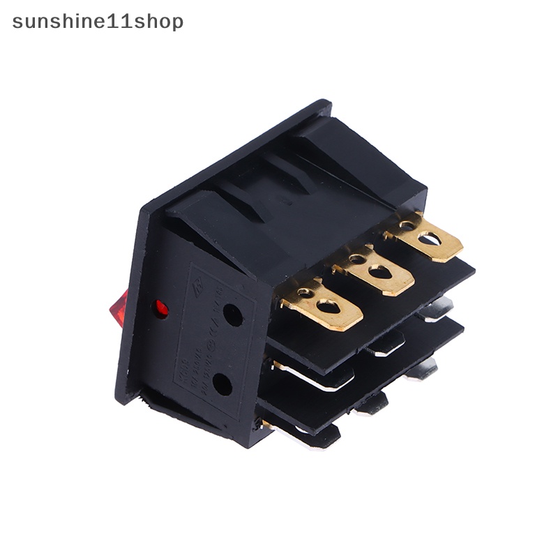 Sho Rocker Switch KCD3 Lampu Merah 3arah Saklar Hitam 9pin 2posisi ON-OFF/ON-ON 16A/20A 250/125V AC Triple Power Switch N