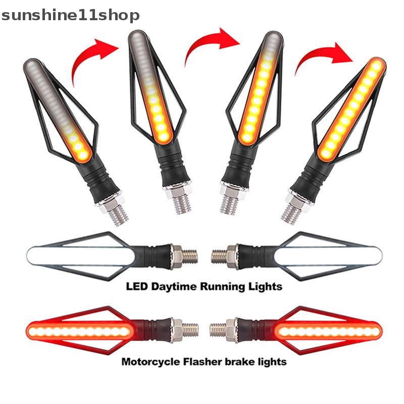 Sho Lampu Sein LED Sepeda Motor Lampu Indikator Motor Plat Nomor DRL Moto Flasher Tail Bohlam Rem Putih Kuning Merah N