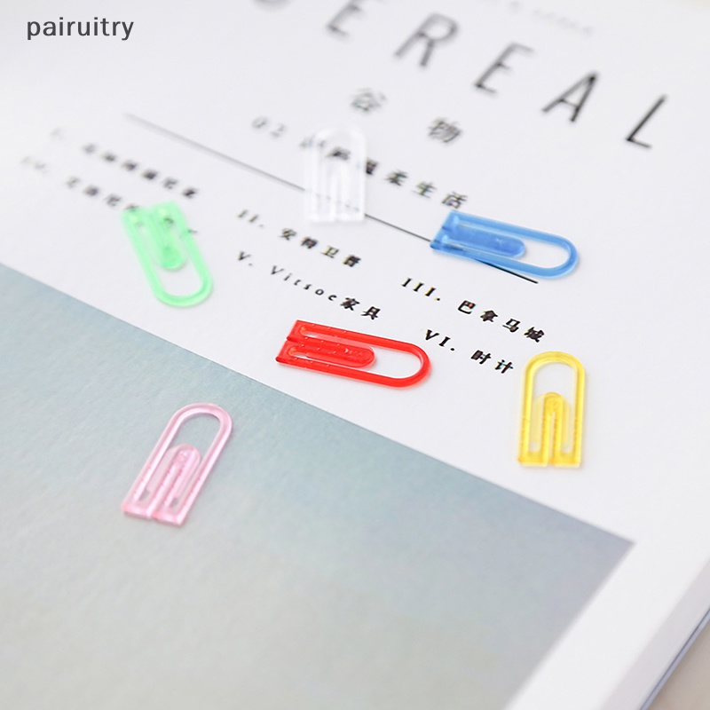 Prt 60pcs /box ABS Klip Kertas Mini Warna-Warni Kawaii Stationery Candy Color Clear Binder Klip Foto Tiket Notes Surat Paper Clip PRT