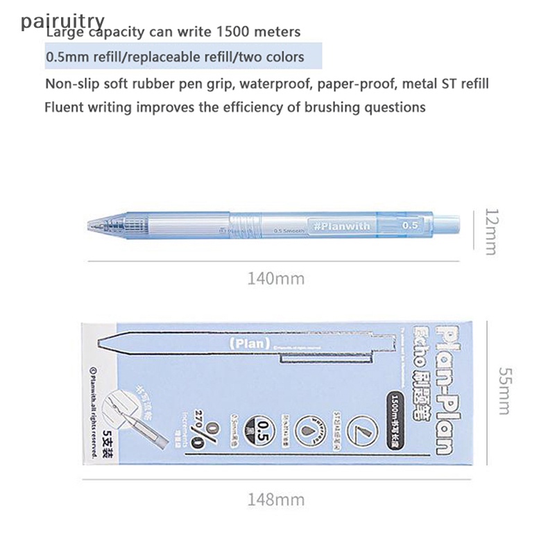 Prt 1set Simple Press Neutral Brush Pulpen Tanya 0.5 Ujian Khusus Bernilai Tinggi Ins Cepat Kering Halus Siswa Alat Tulis Perlengkapan Sekolah PRT