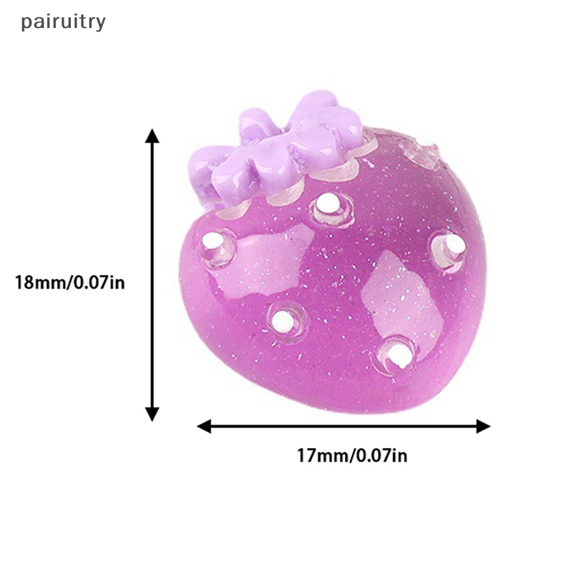 Prt 2PCS Luminous Mini Strawberry Resin Dekorasi DIY Miniatur Ornamen Hadiah PRT