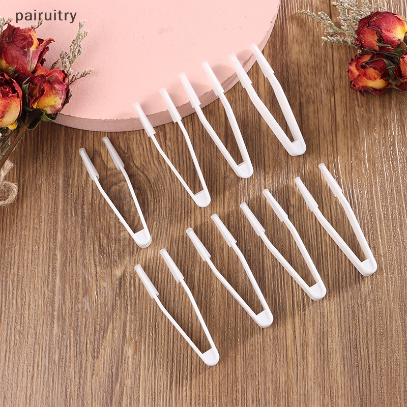 Prt 10Pcs Putih Contact Lens Khusus Kepala Rata Silica Gel Pinset Jepit Tools PRT