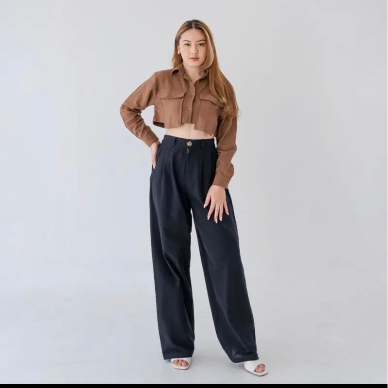 BEFAST - ZRD OOTD WANITA HEM SYEL / DITTO KEMEJA CROP / HEM Crop Wanita Model Terbaru / OOTD Wanita Ala Korean Style / Pakaian Kekinian Remaja ABG Trendy / Kemeja Crop Lengan Panjang / Outfit Hangout Wanita Trendy