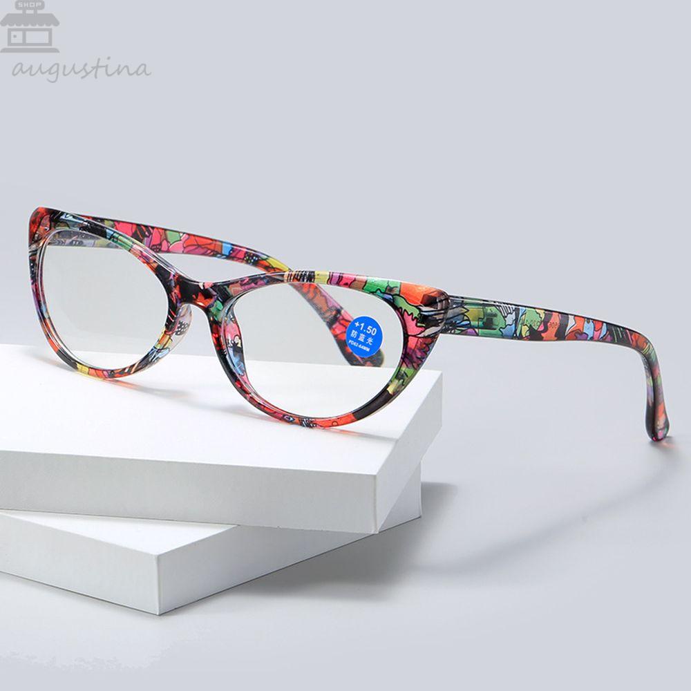 Kacamata Presbyopia Mata Kucing Agustina Kacamata Luar Ruangan Cat Eye Glasses Frame Driving Baca Pembesaran Floral Hyperopia Eyewear