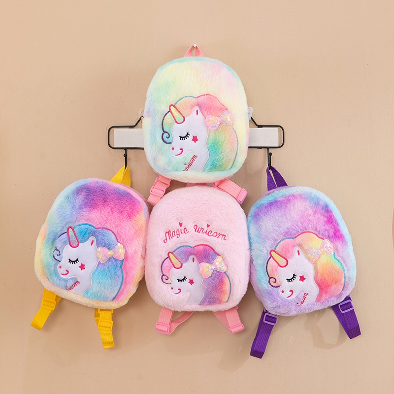 SS Tas Ransel Anak karakter Unicorn Ransel Sekolah Anak TK Paud Model Bulu Halus Tas Unicorn Berkualitas Import