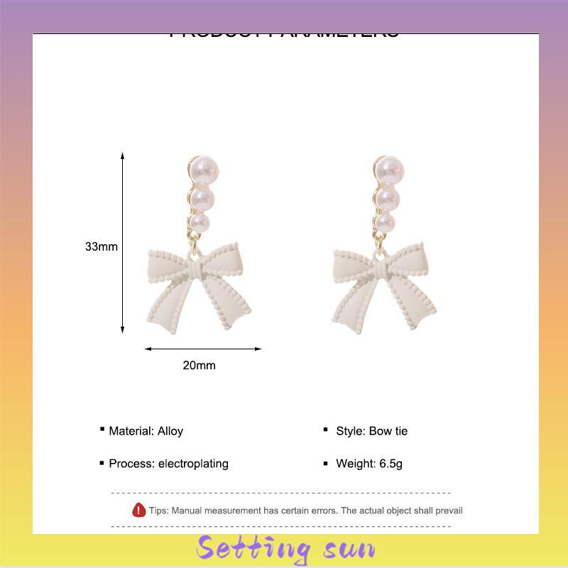 Anting S925 Simpul Busur Mutiara Perak Off-white Desain Anting Rasa untuk Wanita  TN