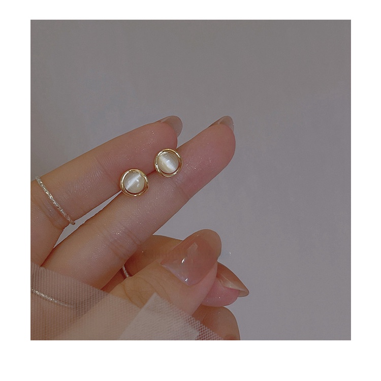 Opal Stud Earrings Korea Earrings Indah Kecil Ear Studs Ins Aksesori Keren