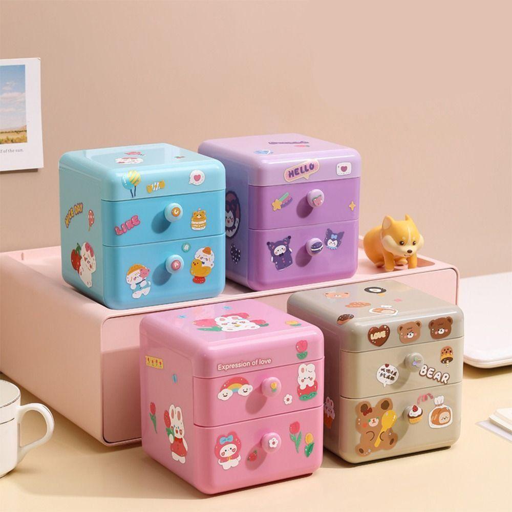 Mxbeauty Desktop Storage Drawer Lucu Tahan Debu Earphone Perhiasan Rumah Kantor Serba Serbi Laci Kotak Penyimpanan