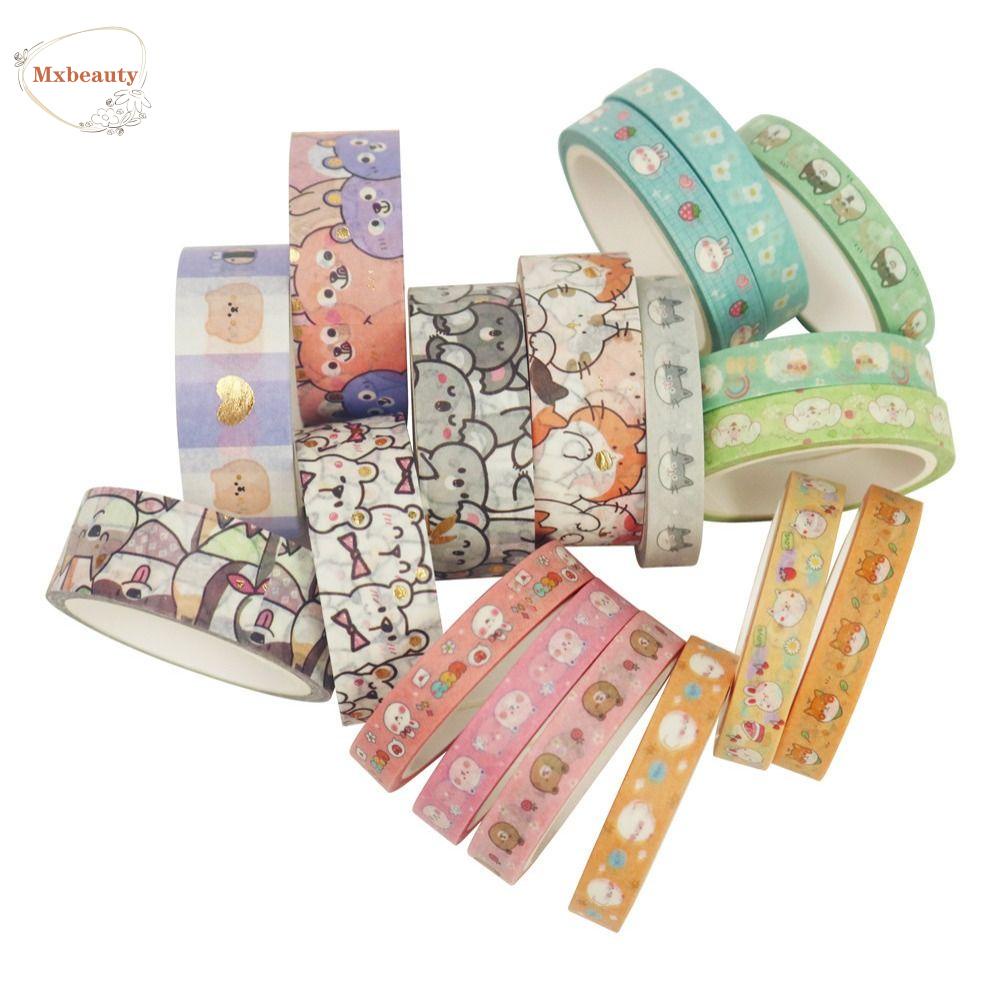 Mxbeauty Tape Perekat Hewan Lucu 18Pcs /Set Kartun Scrapbooking Diary Album Kerajinan Tangan Jurnal Diary Handmade Kolase Tape