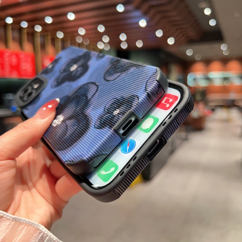 IPHONE Soft case Pelindung Bahan Kulit Tekstur Vertikal Ink wash Bunga Untuk Iphone14 13 12 11 Pro Max X XR XS Max7 8 Plus