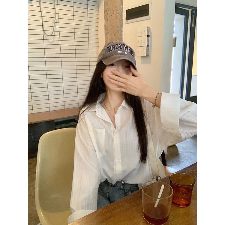 Kemeja Wanita Import Polos Lengan Panjang Linen Korean Blouse