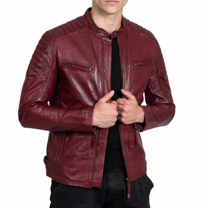 Jaket Kulit Casual Merah Maroon Jaket Kulit Garut FLO-41