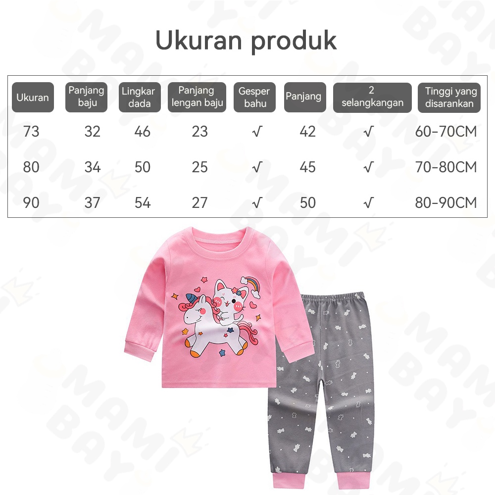 Mamibayi Setalan Baju Tidur Anak Motif Lucu Piyama Lengan Panjang Anak Bayi Import