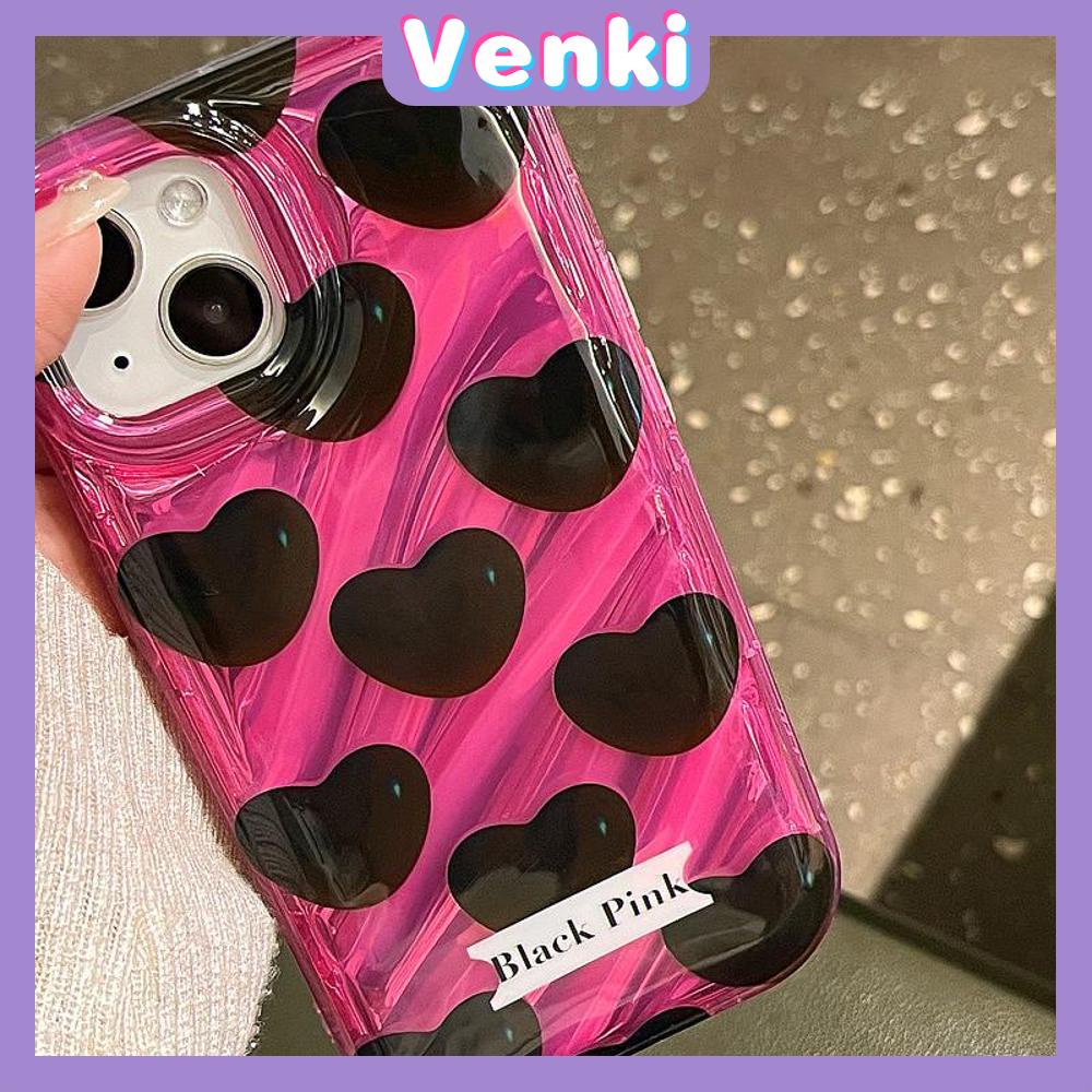 VENKI - Untuk iPhone 11 iPhone Case Laser Reflektif Bening Phone Case TPU Soft Shockproof Airbag Case Hitam Hati Kompatibel dengan iPhone 14 13 Pro Max 12 Pro Max XR 7 8PLus