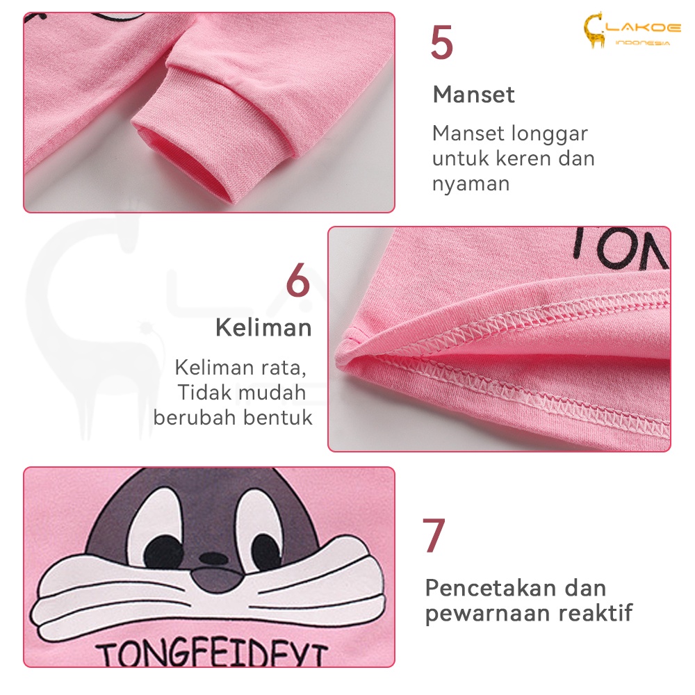 Lakoe 1-3 Tahun Piyama Setelan Anak Lengan Panjang/Baju Tidur Anak Bayi/Celana Panjang Piyama Anak Lucu