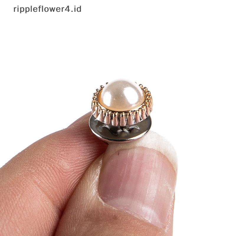 {rippleflower4.id} 10pcs Button Brooch Set Fashion Mutiara Berlian Imitasi Pin Mantel Aksesoris Baju~