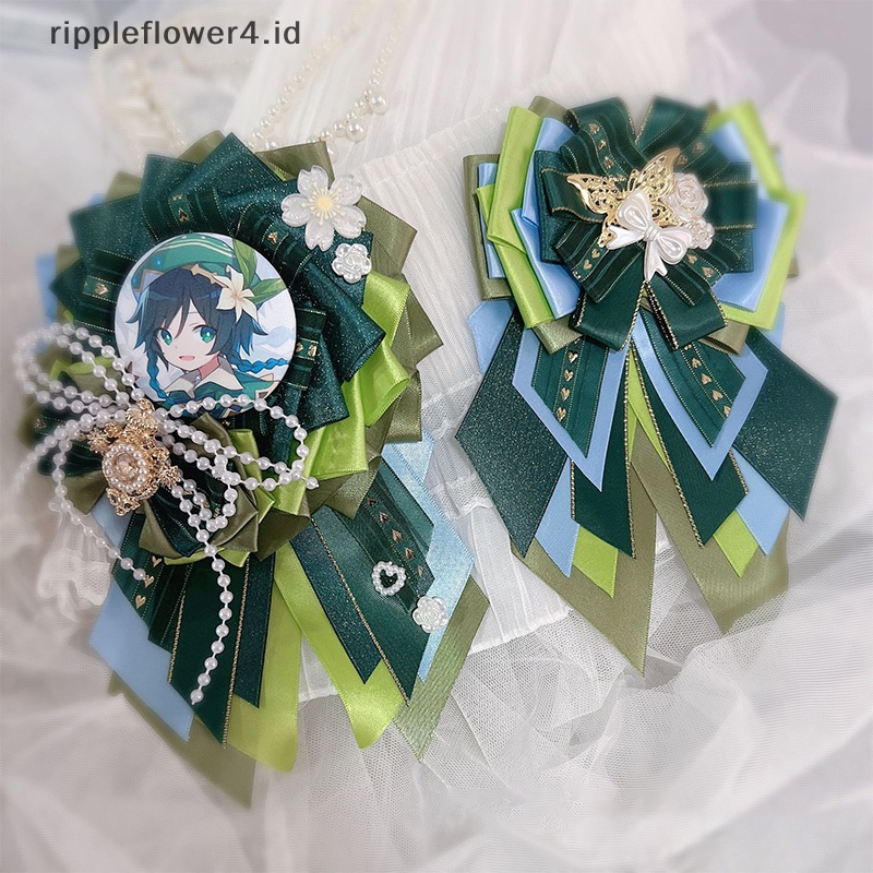 {rippleflower4.id} Anime Badge Holder Sutra Logam Manis Desain Retro Dekorasi Aksesoris Lolita Anime Lencana Pin Bros Pita Bowtie Ransel Badge Holder Tas Aksesoris~