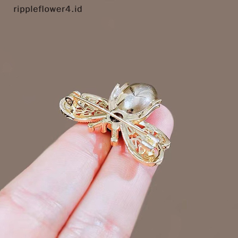 {rippleflower4.id} Bros Lebah Kecil Yang Lucu Pin Kerah Yang Canggih Vintage Jas Korsase Topi Aksesoris Pakaian Pin Syal Sutra Gesper Serangga Perhiasan~