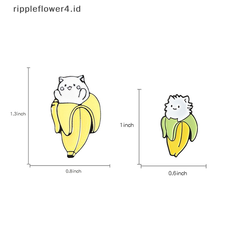 {rippleflower4.id} Fashion Enamel Pisang Kucing Bros Pin Kerah Lencana Korsase Aksesoris Perhiasan~