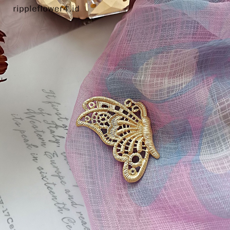 {rippleflower4.id} Bros Kupu-Kupu Temperamen Vintage Untuk Wanita Imitasi Bordir Korsase Dekorasi Pin Pakaian Lencana Aksesoris Perhiasan~