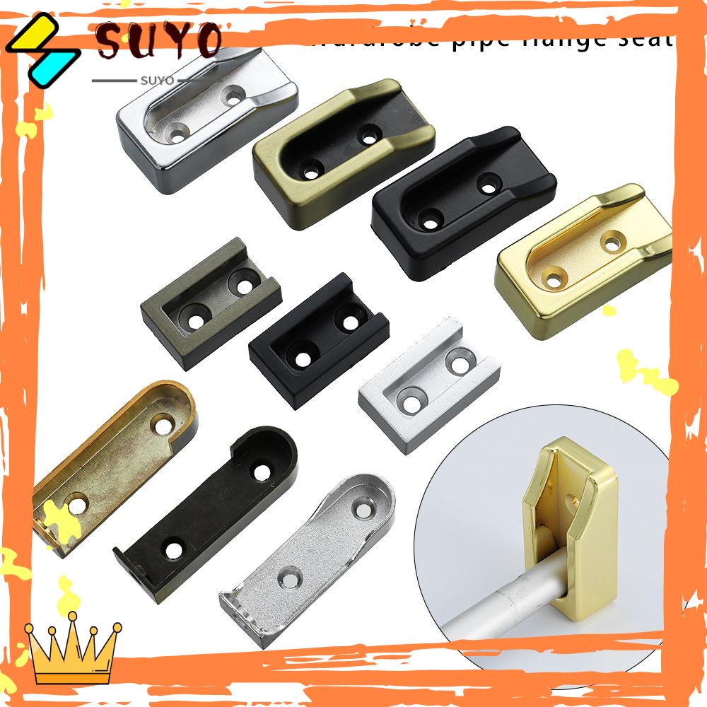 Suyo 1Pcs Holder Batang Gantung Pakaian Alloy Rod Closet Pole Holder Flange End Support Penyangga Gantung Lemari