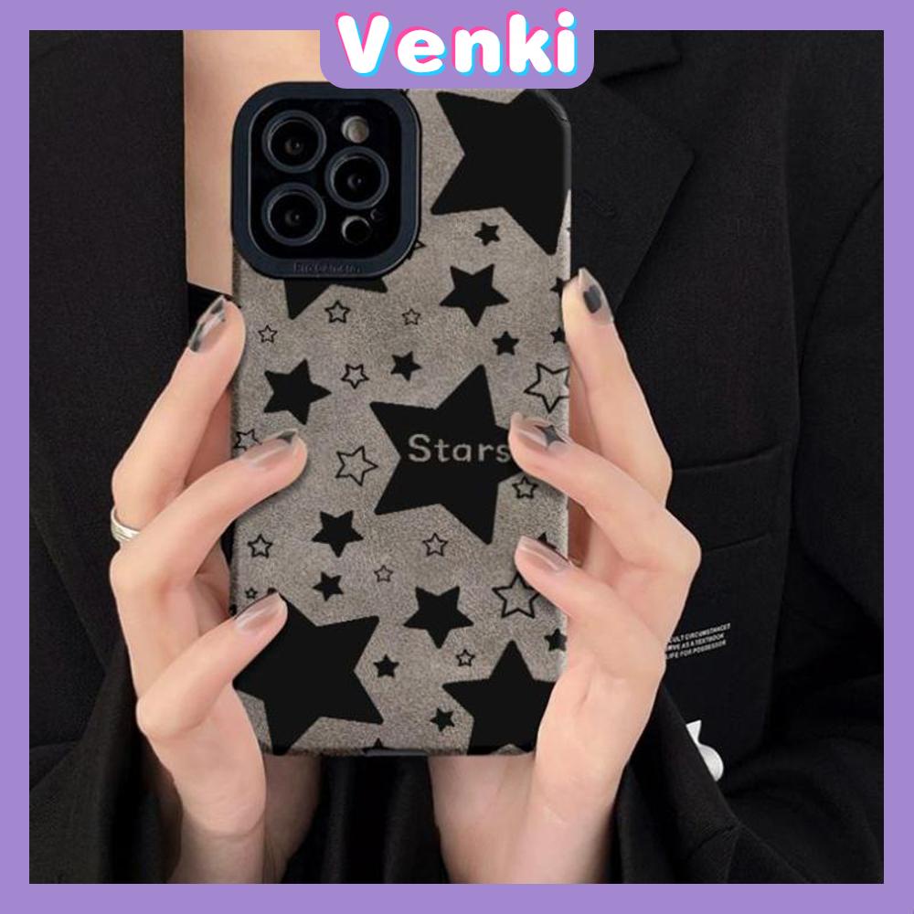 VENKI - Untuk iPhone 11 Case Leather Leather Pupil Eyes Suede Phone Case Soft Shockproof Airbag Protection Camera Simple Blinking Stars Kompatibel dengan iPhone 14 13 Pro max 12 xr