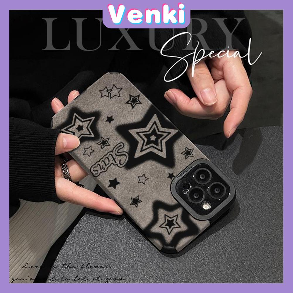 VENKI - Untuk iPhone 11 Case Leather Leather Pupil Eyes Suede Phone Case Soft Shockproof Airbag Protection Camera Simple Blinking Stars Kompatibel dengan iPhone 14 13 Pro max 12 xr