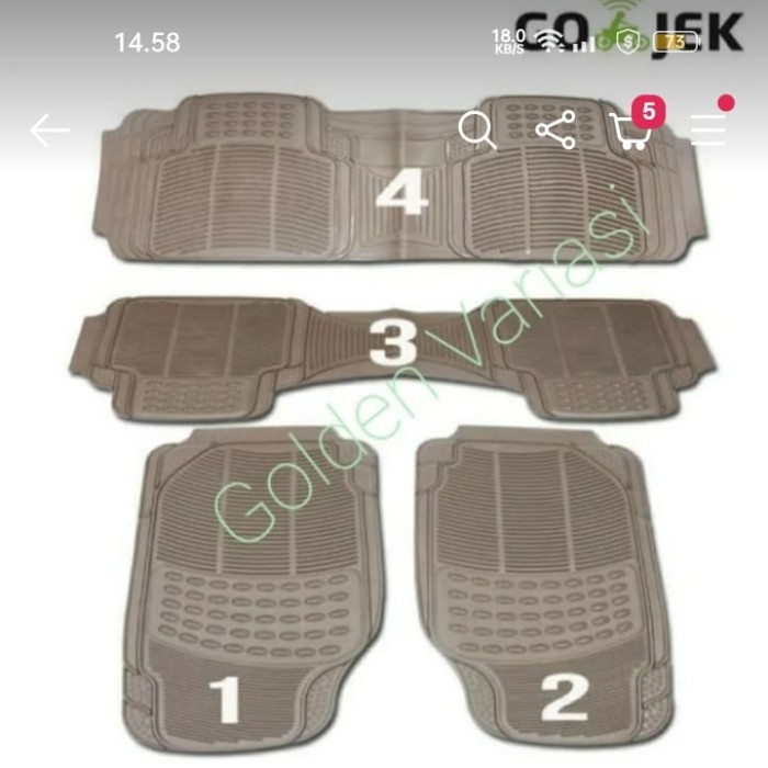 Karpet Mobil karet 3 baris 4 potong Mobil Voxy