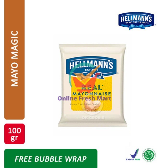 

Hellmann's Real Mayo Mayonnaise [100 gr] - Online Fresh Mart Denpasar