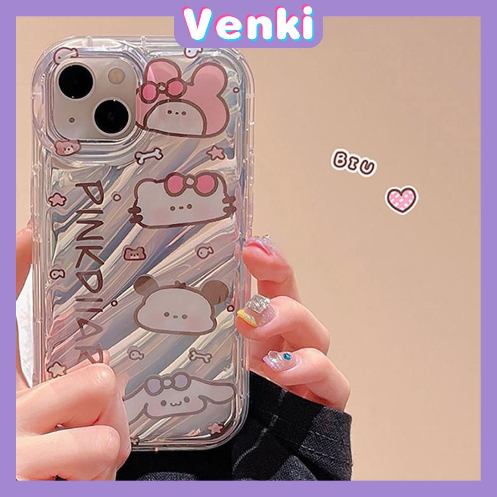 VENKI - Untuk iPhone 11 iPhone Case Laser Reflektif Bening Ponsel Case TPU Lembut Shockproof Airbag Case Lucu Kartun Kucing Kompatibel dengan iPhone 14 13 Pro max 12 Pro Max XR XR 7 8Plus