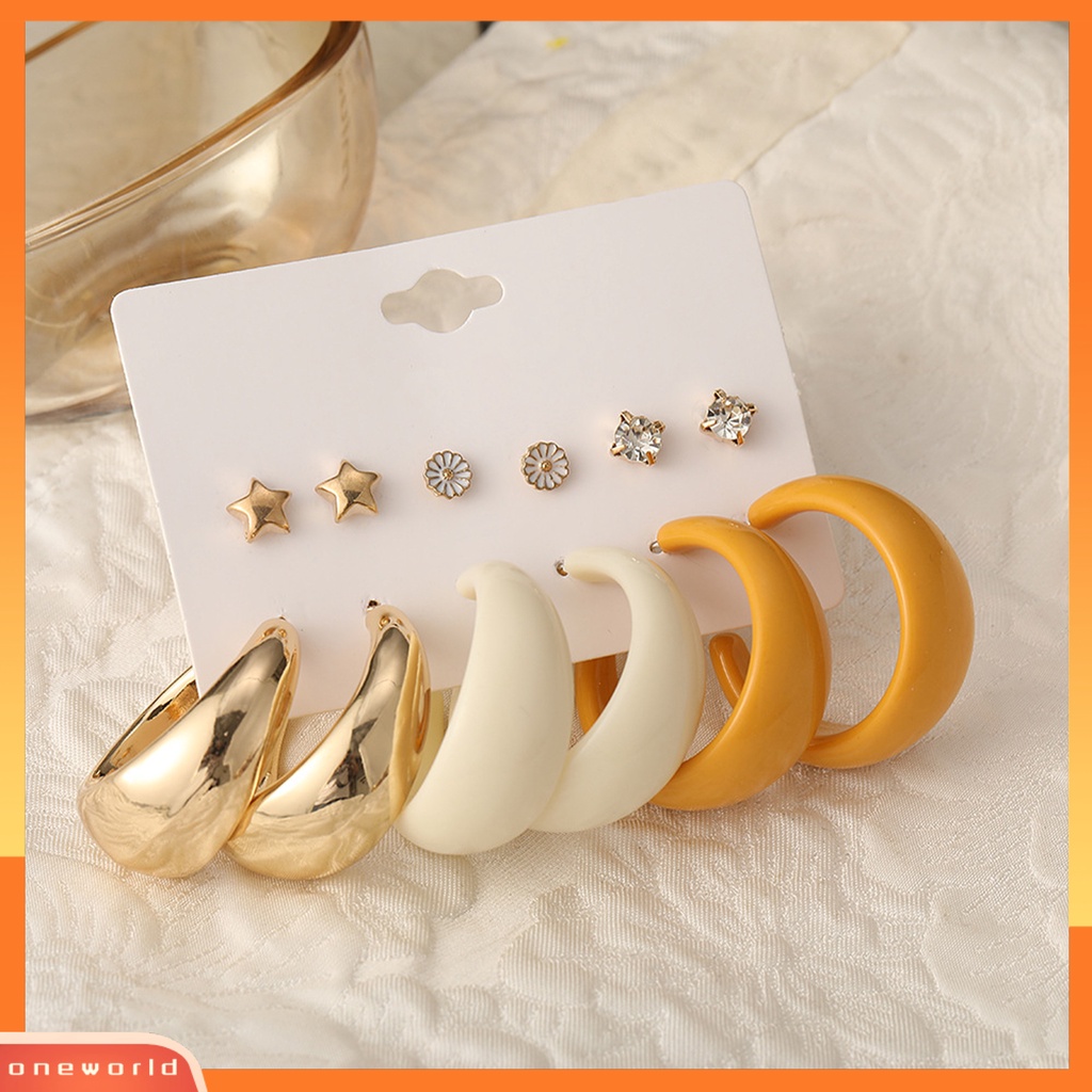 [WOD] 1set Anting Hoop Bentuk C Geometri Akrilik Sederhana Anting Menjuntai Ringan Untuk Pakaian Sehari-Hari